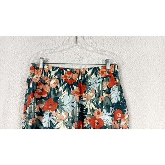 C&C California 100% Linen Palm Leaf Tropical Wide Leg Cropped Pants Women’s L - Picture 2 of 7